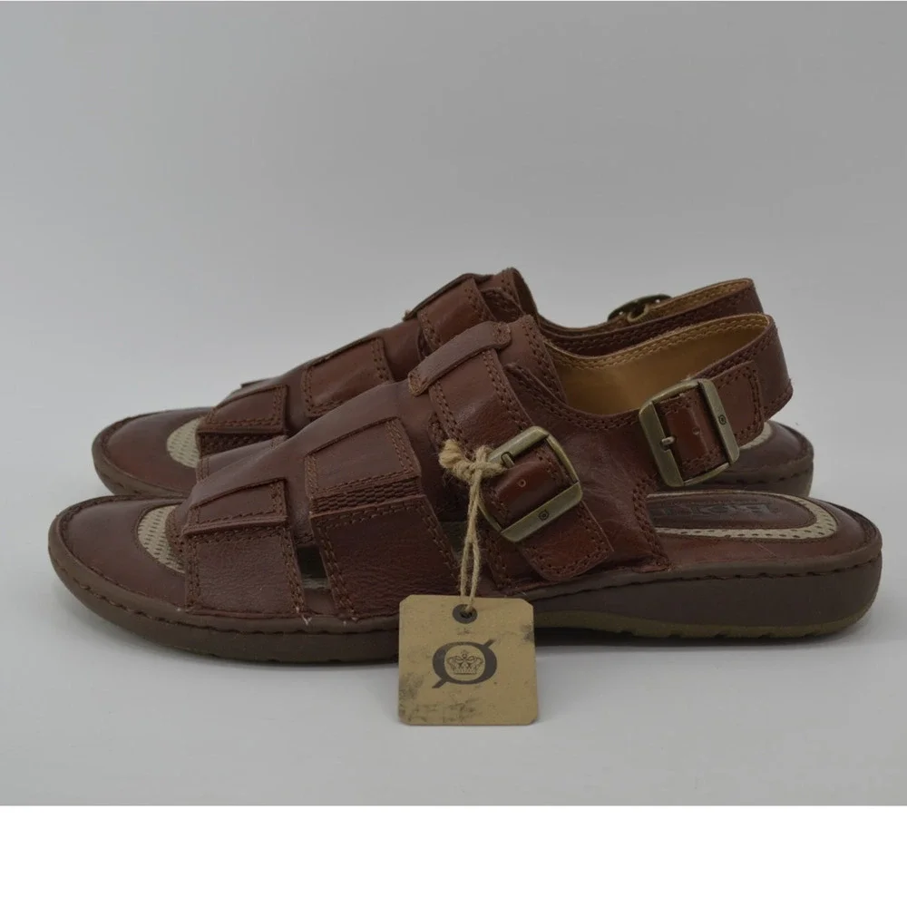 Born Mens Size 13 Miguel Dark Brown Leather Fishermans Sandals